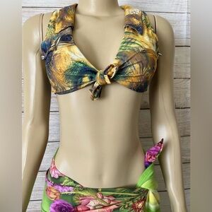 Ree Bees Womens Peacock Feather Bikini Top Size L